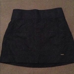 Hollister navy blue skirt with embroidered flowers
